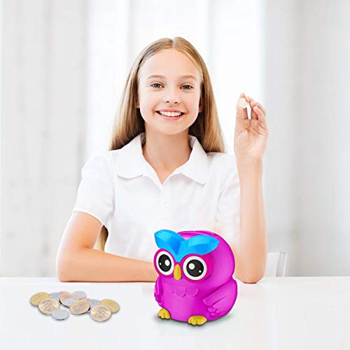 Younion Digital Coin Bank, Automatic Coin Counter Totals All U.S. Coins, Clear Money Saving Jar with LCD Display, Purple