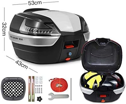 大型家電 ホーム 産業 研究開発用品42l大容量オートバイトランクハードテールボックスバイク荷物収納ケースユニバーサルスクーター 2つのヘルメットを保持できる ソフトバックレスト B08cc9dyv7