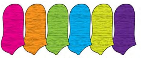 Pack of 6 Casual Low Cut No Show Unisex Socks - Cute Design Non Slip Dri Fit Casual Ankle Crew Socks - Fluorescent bright / 9-11