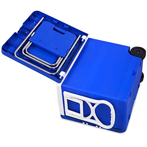 Giantex Multi Function Rolling Cooler Picnic Camping Outdoor w/ Table & 2 Chairs Blue - Thumbnail 5