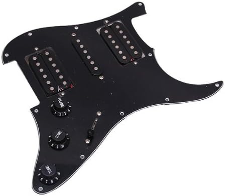 Lexiesxue Loaded Prewired Electric Guitar Pickguard Pickups 11 Hole HSH Black