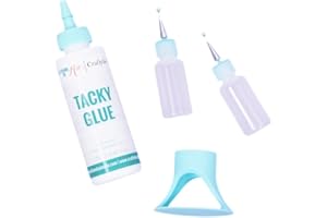 Craftelier - Set of Tacky Glue 120 ml + Glue Stick Holder Turquoise + 2 Bottles with Ultrafine Applicator 15 ml | Non-Toxic a