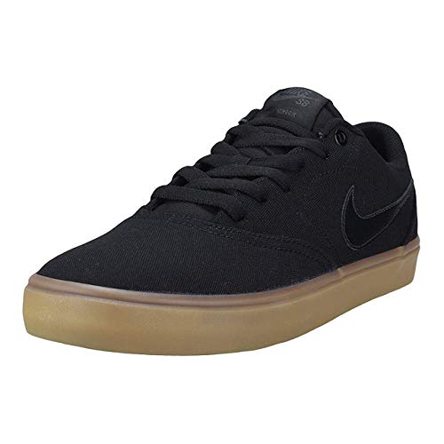 Nike Men's SB Check Solarsoft Canvas Skateboarding Shoes Black/Black-Gum Light Brown 10.5