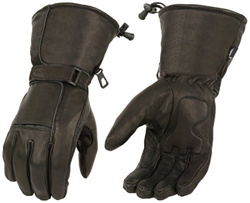 Shaf International Men's Waterproof Cow Aniline Skin Leather Gauntlet Gloves (Black, Small)