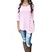 Women Tops, Gillberry Women Plus Size Long Sleeve Loose Button Blouse Solid Round Neck Tunic T-Shirt (Pink, XXXL)