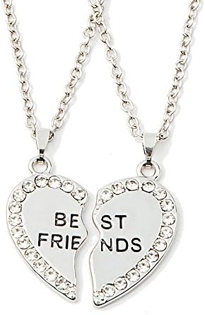 QSKS 2 Split Heart Best Friends Necklace Best Bitches Jewelry Christmas Gift