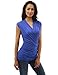 PattyBoutik Women Ruched V Neck Sleeveless Blouse (Blue Small)