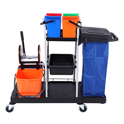 Yonntech 3 Tier MultiPurpose Shelf Janitorial Cleaning Trolley with