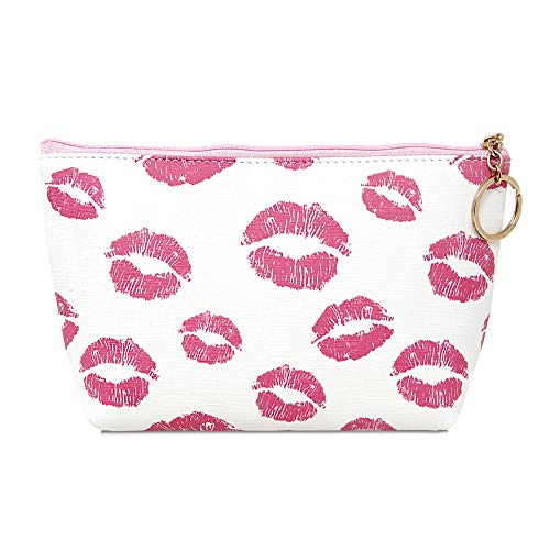 Me Plus Women Small Portable Travel Cosmetic Organizer Clutch Pouch Bag with Zipper Closure (10 Patterns) (LIPS)