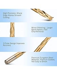 HQMaster 10 unidades de 0.236 in de diámetro del vástago. Molinillo de punta con revestimiento de titanio, cortador en espiral, puntas CNC, 2 flautas, herramientas de corte de doble filo, puntas de grabado de acero de tungsteno, 0.866 in, longitud de la f