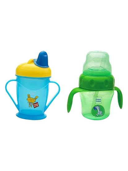 Mee Mee Bite Resistant Soft Spout Sipper Cup (Pack of 2 (180 ml+150 ml), Blue+Green)