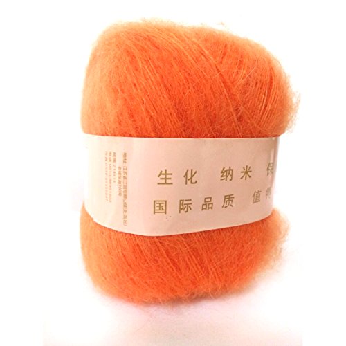 Artilin One Skein Soft&Warm Angola Mohair Cashmere Wool Knitting Yarn 50g,Orange