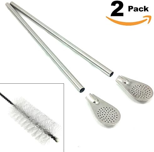 Steelution: Bombilla Filter Straw for Yerba Mate, Loose Tea, with Easy-clean Filter and Straw Cleaner Ships in Non-plastic Packaging (2)