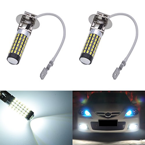 KaTur 2pcs 900 Lumens H3 Base Super Bright 3014 78SMD Lens LED Bulbs Car Driving Daytime Running Lights Xenon White 6000K DC 12V-24V