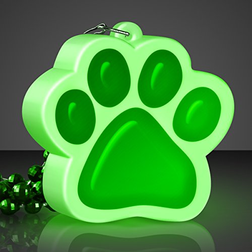 Light Up Green Paw Print Charm Necklace