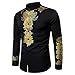 Mlide Mens African Print Dashiki Shirts Luxury Bronzing Pattern Long Sleeve Tops with Button Blackthumb 1