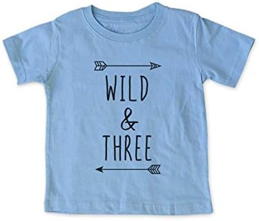 Wild &amp; Three - Cool Boho Birthday Shirt 3rd Age 3 Three Year Old Toddler Shirt (4T Toddler Shirt, Light Blue)