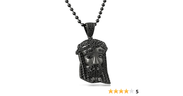 Black Jesus Piece CZ Iced Out Pendant 