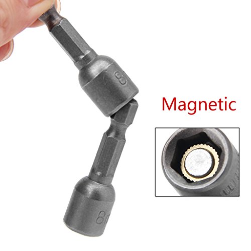 Because0f 10 Pcs Magnetic Nut Driver Set 8mm 5/16" Socket Adapter Hex Drill Bit
