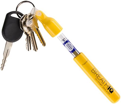 Breath IQ' Alcohol Breathalyzer (FDA Cleared) Portable Blood Alcohol Tester, Keychain &amp; Refills .04 &amp; .08, Disposable