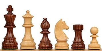 Wigano 3inch King Size Wooden Weighted Chess Pieces with (2 Extra Queen and Storage Bag) Figurine Chess Pieces
