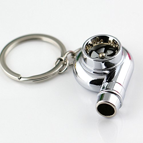 Maycom Creative Spinning New Chrome Polished Silver Turbo Turbocharger Keychain Key Chain Ring Keyring Keyfob,make Whistle Sound - Thumbnail 2