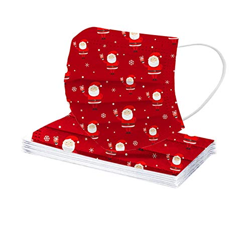 GSusan 10 Pcs ???????????????????????? de Respirant pour Unisexe Adulte,Charmant père Noël Face Scarf,Bouche Activités Extérieures jetable Protection