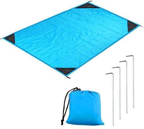 EDOBIL Picnic Blanket, Moisture-Proof Beach Blanket Multifunctional Foldable Lightweight Picnic Blanket with 4 Stake Perfect for Picnics, Beaches(Sky Blue)