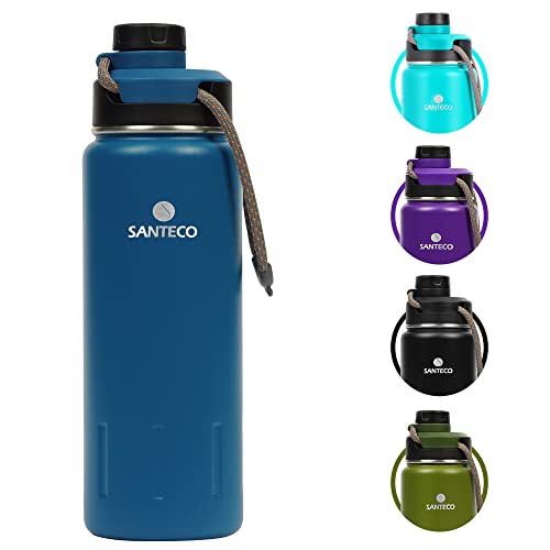 Insulated Water Bottles 24 oz, Santeco Stainless Steel Thermos with