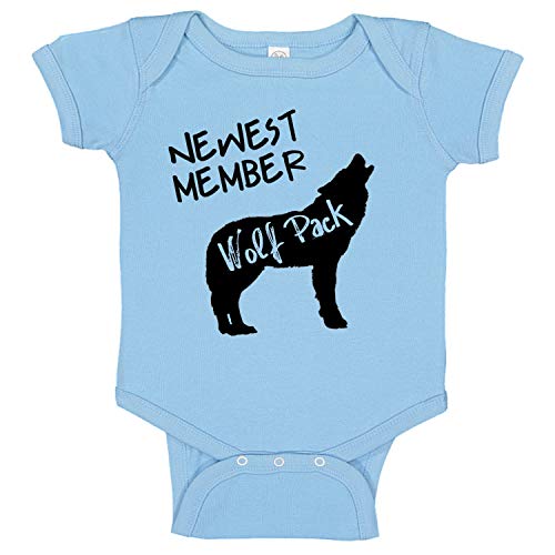 Snappy Suits Newest Member of The Wolfpack Cute Baby One Piece Cotton Suit Romper Creeper (6 Months, Baby Blue)