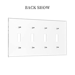 White Grey Wood 4 Gang Light Switch Cover