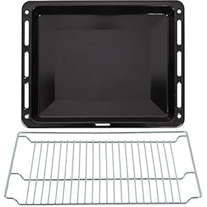 ICQN bakplaten & roosters 460 x 375 x 30 mm set Verchroomd ovenrooster en geëmailleerde bakplaat voor oven & fornuis…