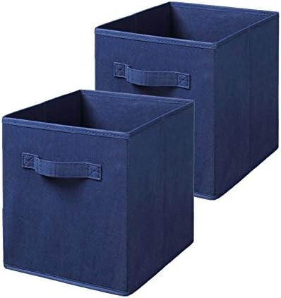 VASTING ART Foldable Fabric Cube Storage Bins & Boxes Containers Closet Toy Laundry(11 inches), Blue, 2Pack