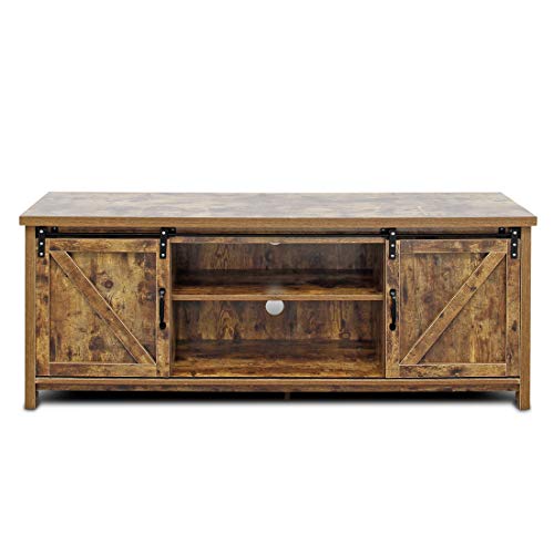 Bizzoelife Barn Door TV Stand Media Console Table, 60 Inches Sliding TV Cabinet Entertainment Center (Rustic)