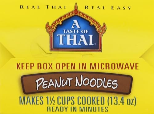 A TASTE OF THAI PEANUT NOODLES – 5.25OZ SINGLE PACK HEAT & EAT INSTANT NOODLES FLAVORED WITH CLASSIC THAI SAUCE | GLUTEN-FREE | IDEAL VEGAN MEAL | PERFECT SIDE FOR CHICKEN FISH & MEAT ENTREES