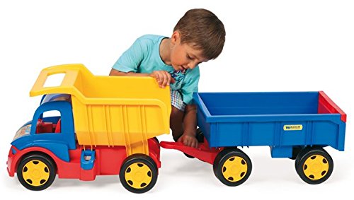 Wader 65100 - Gigant Truck, großer Kipper mit Anhänger, LKW bis 150 kg belastbar, Gesamtlänge ca. 107 cm, ab 12 Monaten, ideal als Geschenk für kreatives Spielen – Bild 3