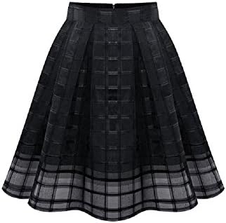BootKitchenTan Spring Summer Girl Women's Elastic Waist Chiffon Mini Pleated High Waist Skirt (XL, black)