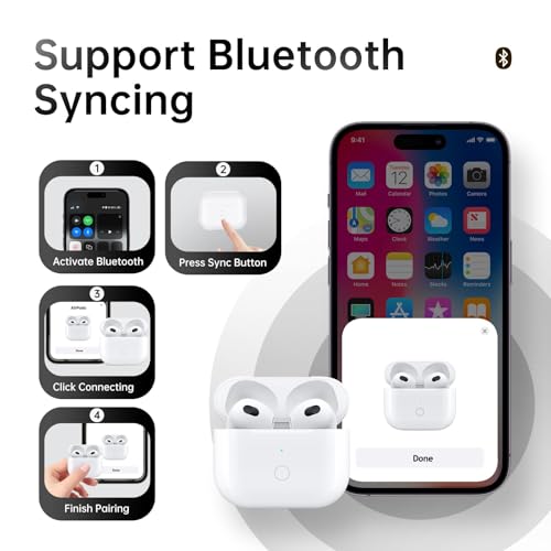 Wireless Charging Case for AirPods 3rd Gen, Replacement Charging Case with USB C Port, Built-in 620mAh Battery and Bluetooth Pairing Sync Button