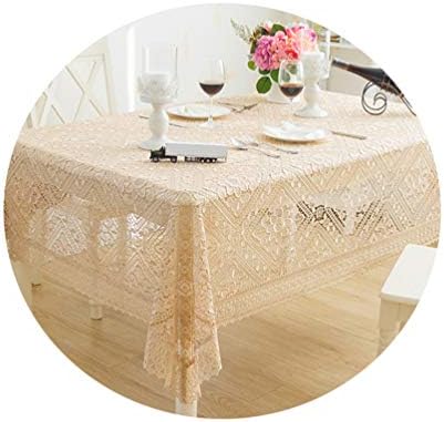 WENYAO Lace Tablecloth, Simple Openwork Beige Rectangle Tablecloth Coffee Table Cloths Multi-Function Cover Towel Tablecloths Decorative, Suitable For Wedding Home Party,130x180cm [Energy Class A]