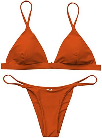 Women's 2 Pcs Bikini Triangle Top Brazilian Bottom Swimwear Bikini Set