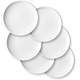 DELLING Porcelain Appetizer Plates, 7 Inch White Dessert/Salad Plates - Small Dinner Plates for Sides, Snack, Pasta - Kitchen Ceramic Serving Dishes - Set of 6
