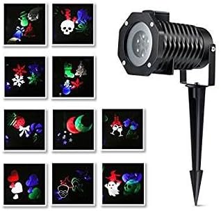 Christmas Projector Lights 10 Pattern Gobos Garden Lamp Lighting Waterproof Sparkling Landscape Projection Light for Decoration Lighting Outdoor/Indoor on Christmas Halloween Holiday Party