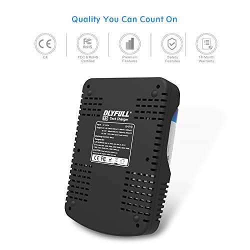 Dlyfull Pro Super Fast Battery Charger with LCD Display, 4 Slots Universal Battery Charger for 3.7V Li-ion 26650 22650 26500 18650 17500 17335 14500 & A AA AAA C SC D Ni-MH/CD Rechargeable Batteries