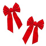 Red Velvet 6 Loop Bow for Wreath Decorations, Gifts & Presents Wrapping, Hanging Door Decor with Wire, Christmas Tree, Party Supply (9
