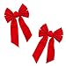 Red Velvet 6 Loop Bow for Wreath Decorations, Gifts & Presents Wrapping, Hanging Door Decor with Wire, Christmas Tree, Party Supply (9