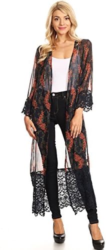 Young Essence Chiffon Floral Kimono Long Jacket (XLarge)