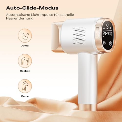 21J IPL Devices Hair Removal with 8°C Ice Cooling System, Laser Hair Removal 9 Levels & 600 NM Red Light, LCD Touch Screen IPL Hair Removal Device for Women Men, Face Arm Bikini Zone Body, Gold