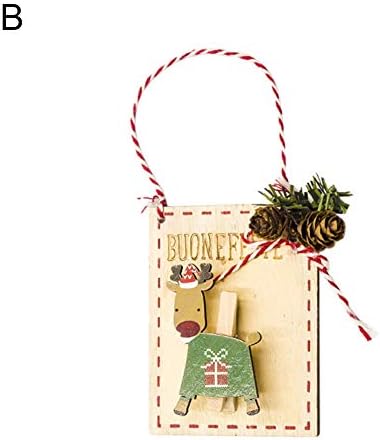 diallent13 Christmas Santa Elk Snowman Tag Wooden Memo Note Clip Ornament Xmas Tree Decor - Deer* DIY Room Decor Home Table Top Decoration