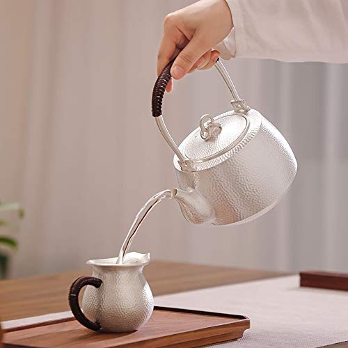 HKRSTSXJ Sterling Silver bollitore a Mano 925 Grande capacità Teiera Lifter teiera d'Argento Tea Set Pot - immagine 5