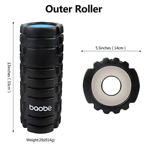 BaobÃ« Foam Rollers 13" x 5.5" 2-in-1 Medium Density Deep Tissue Massager for Physical Therapy Myofascial Release & Exercise for Muscles with Carry Case & Packing Bag